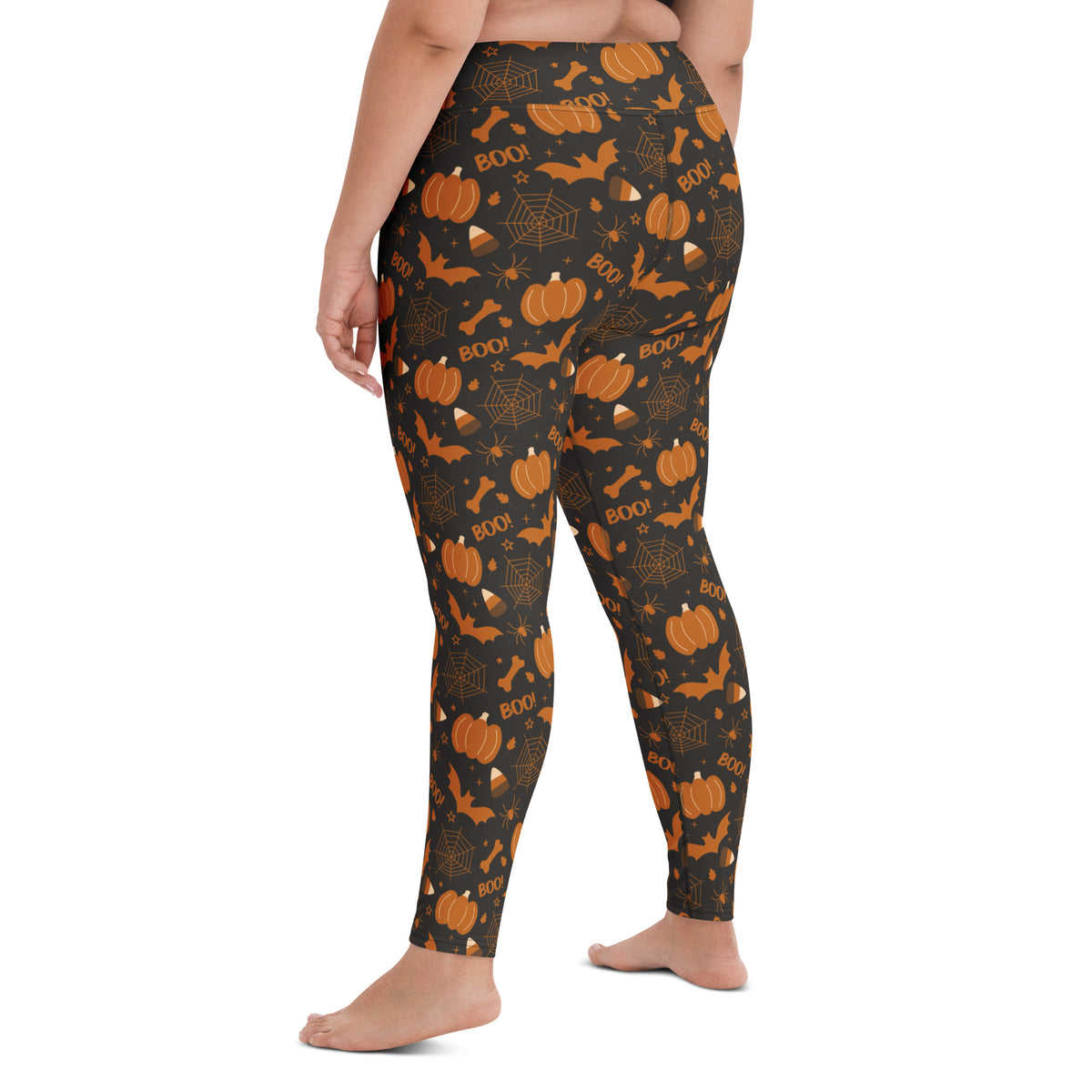 Women's Dark Orange Halloween Buttery Soft Yoga Leggings - Quick Drying, High Waisted Comfort