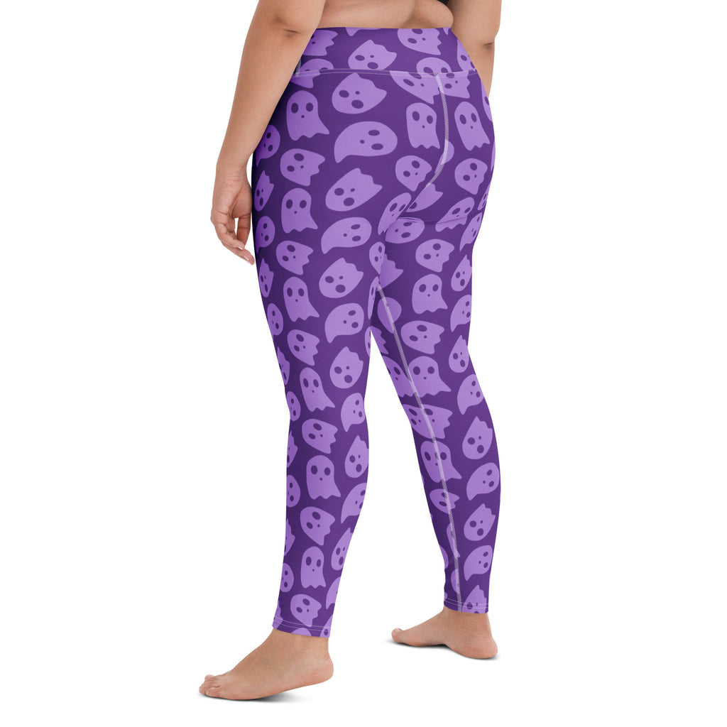 Women's Purple Ghost Halloween Buttery Soft Yoga Leggings - Quick Drying, High Waisted Comfort