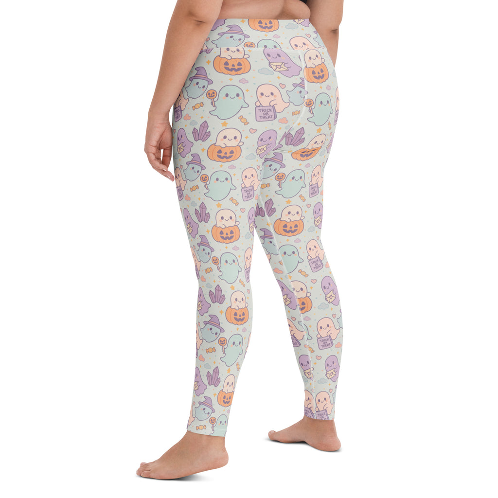Women's Cute Ghost Halloween Buttery Soft Yoga Leggings - Quick Drying, High Waisted Comfort