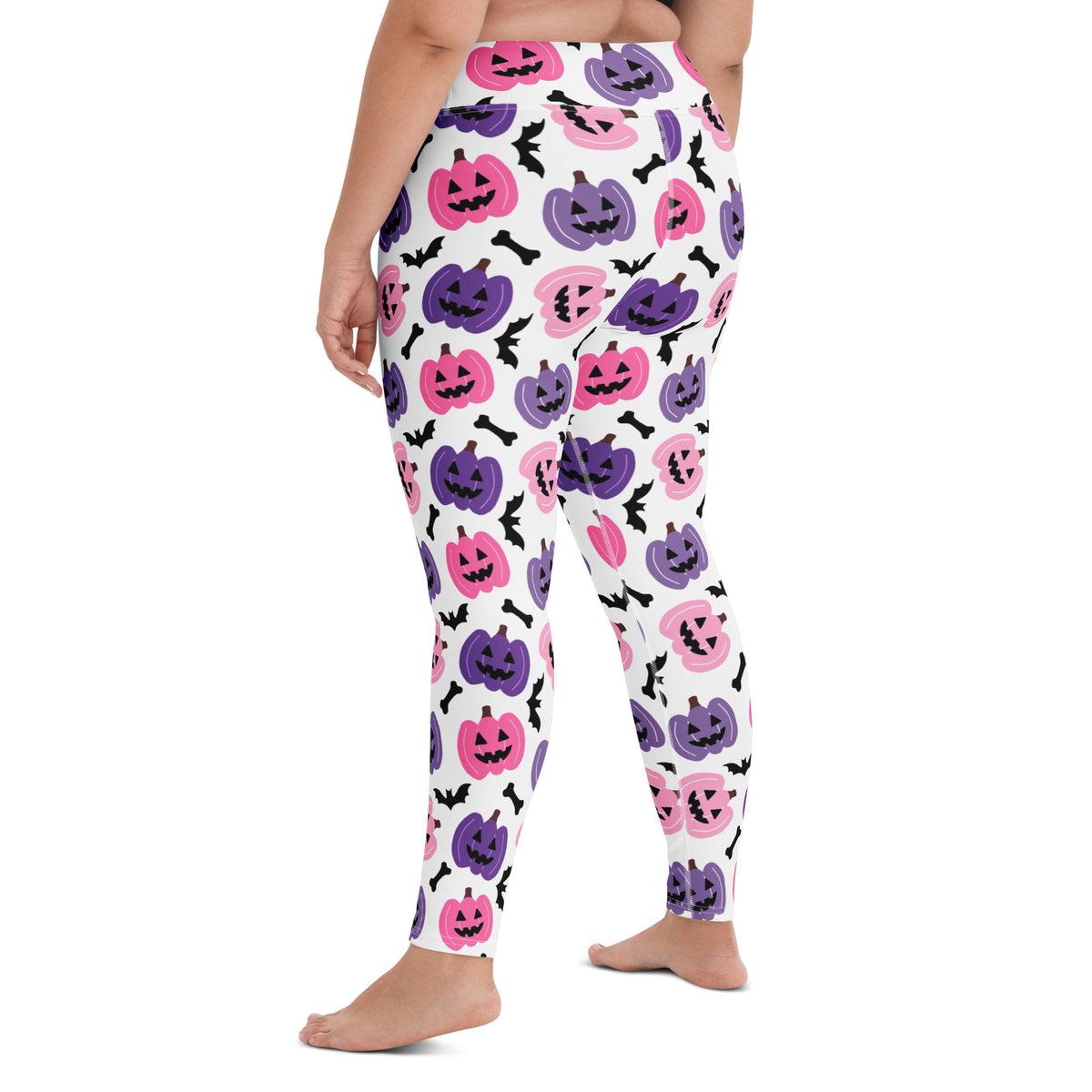 Women's Pink & Purple Pumpkin Halloween Buttery Soft Yoga Leggings - Quick Drying, High Waisted Comfort