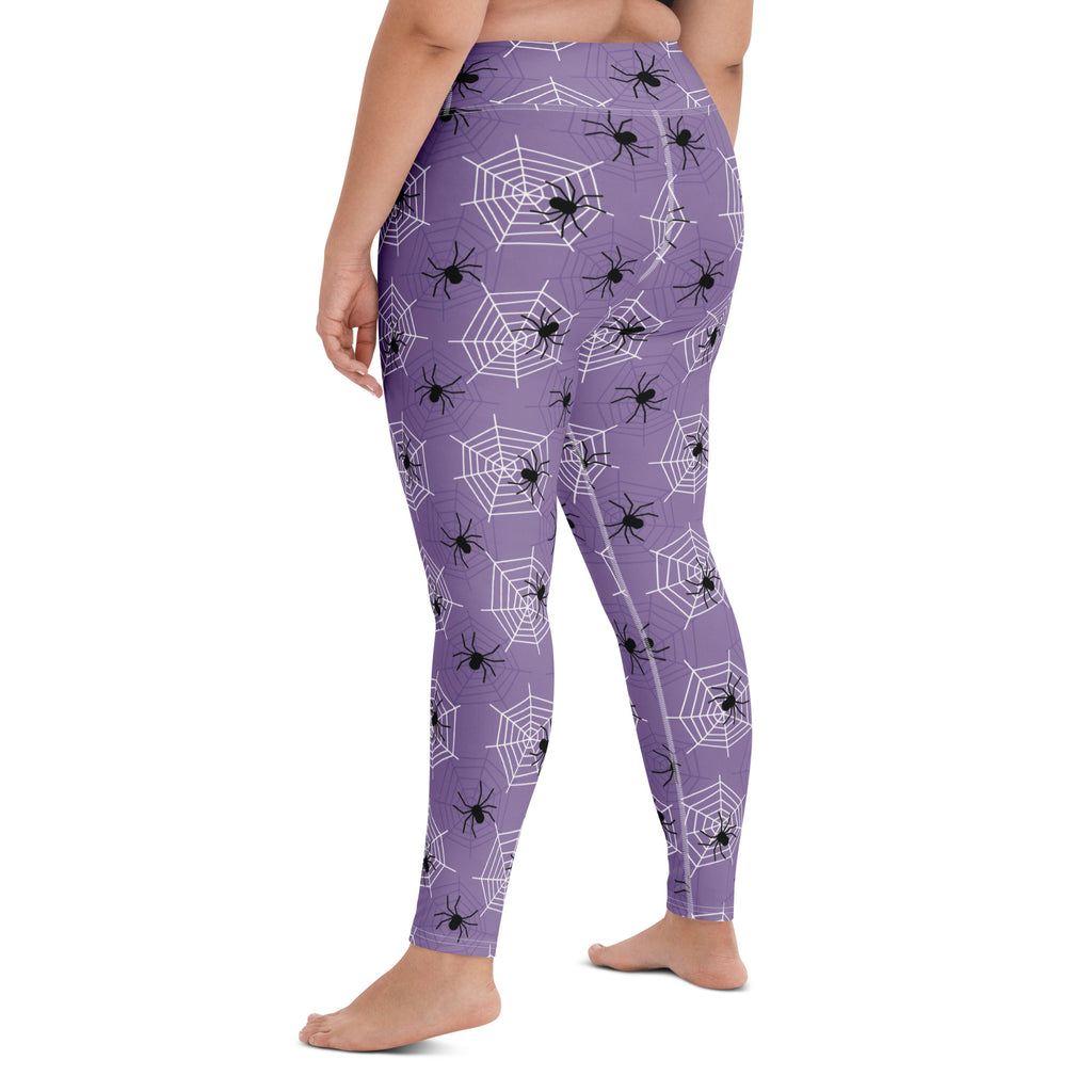 Women's Dark Purple Spider Halloween Buttery Soft Yoga Leggings - Quick Drying, High Waisted Comfort