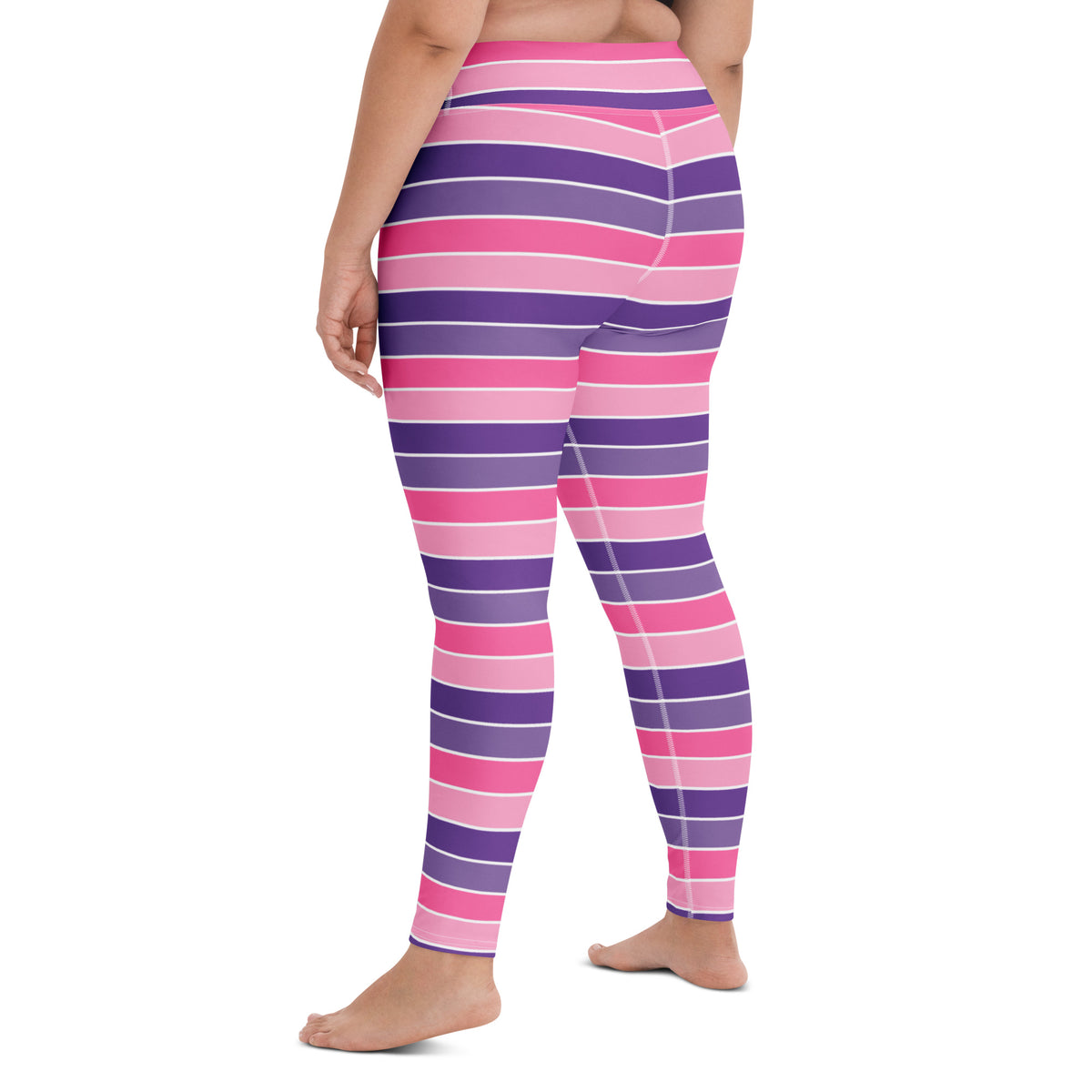 Women's Pink & Purple Striped Halloween Buttery Soft Yoga Leggings - Quick Drying, High Waisted Comfort