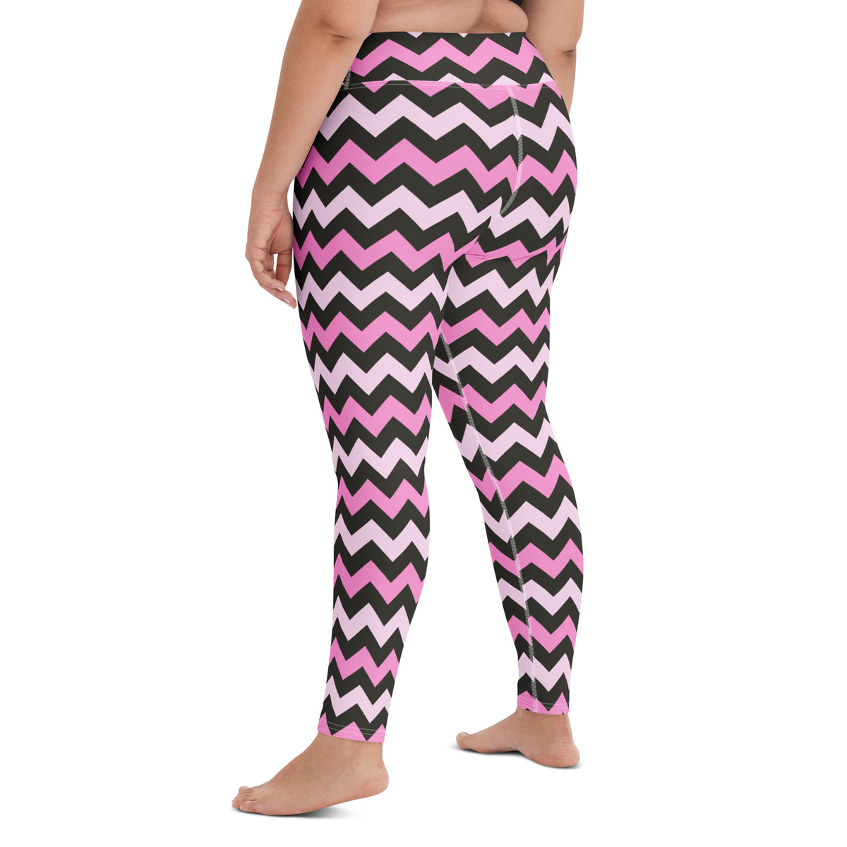 Women's Pink & Gray Chevron Halloween Buttery Soft Yoga Leggings - Quick Drying, High Waisted Comfort