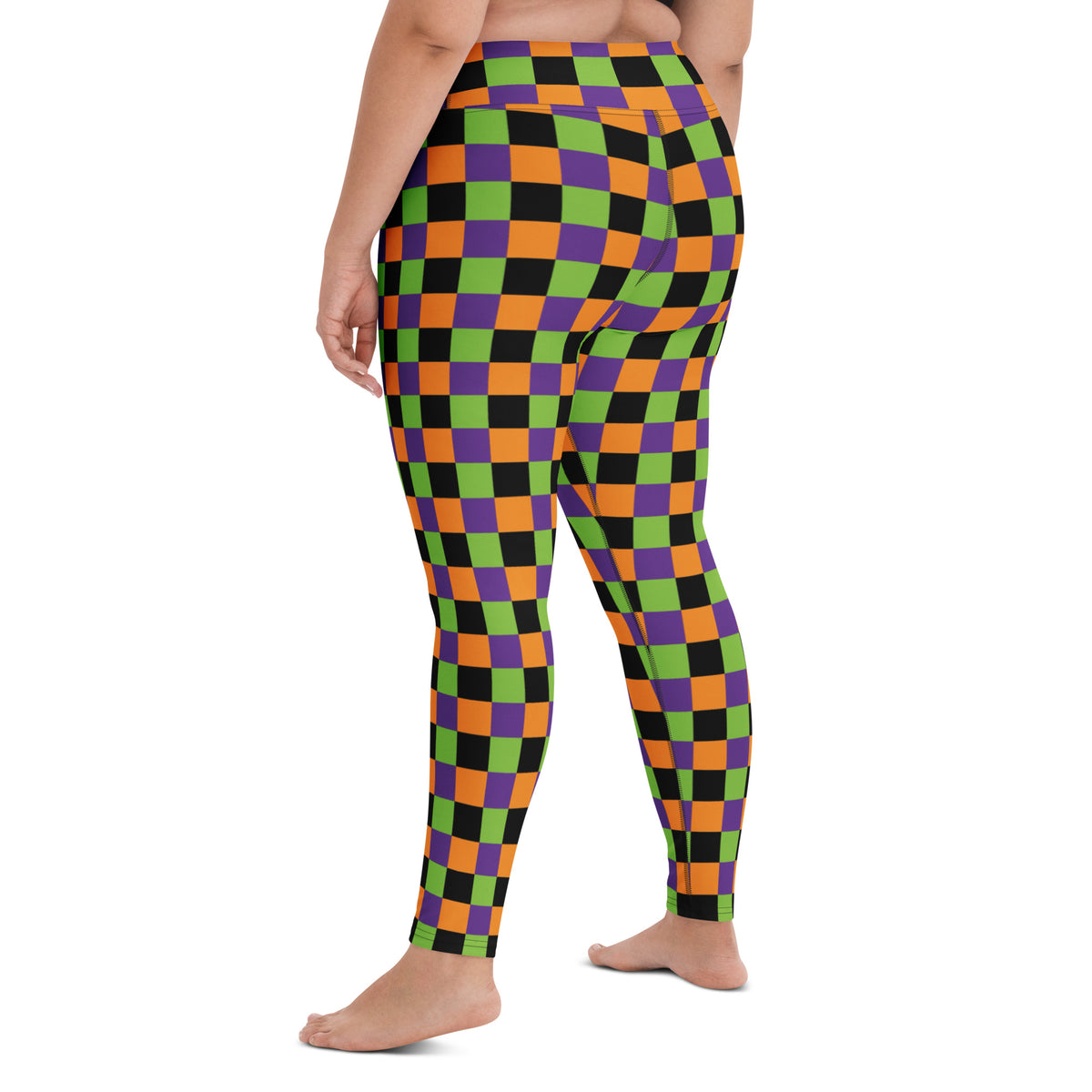 Women's Halloween Checkered Buttery Soft Yoga Leggings - Quick Drying, High Waisted Comfort