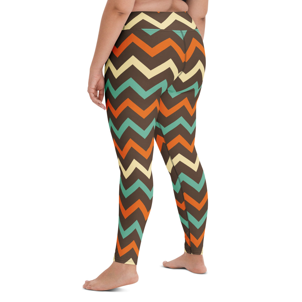 Women's Retro Chevron Buttery Soft Yoga Leggings - Quick Drying, High Waisted Comfort