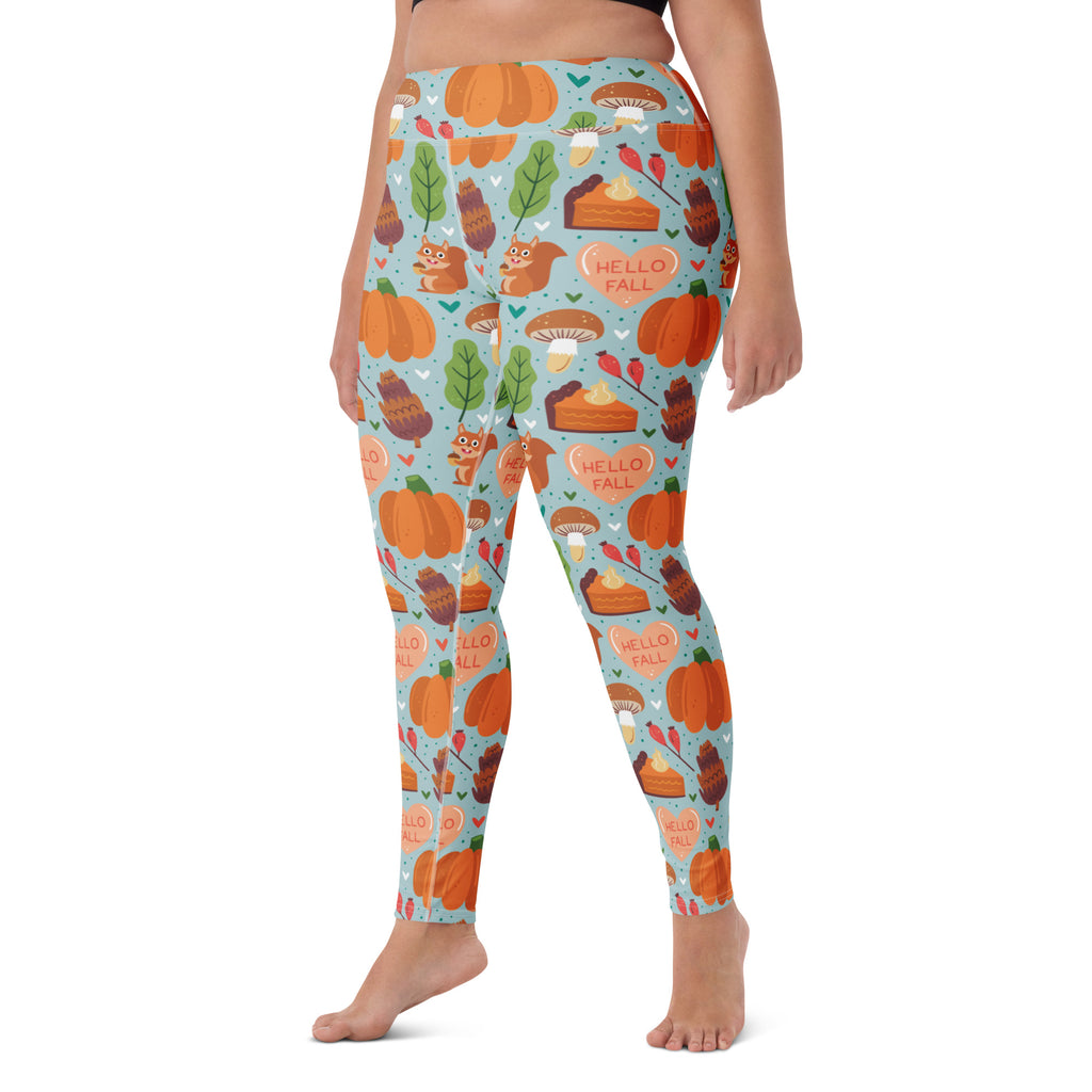 Women's Hello Fall Pumpkin Buttery Soft Yoga Leggings - Quick Drying, High Waisted Comfort