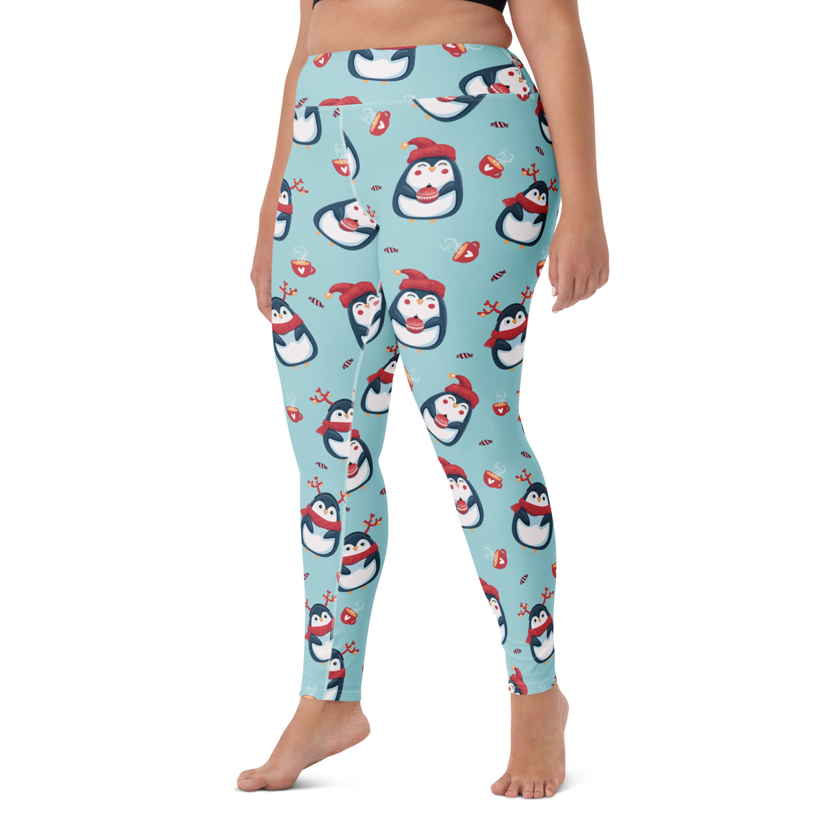 Women's Christmas Penguin Buttery Soft Yoga Leggings - Quick Drying, High Waisted Comfort