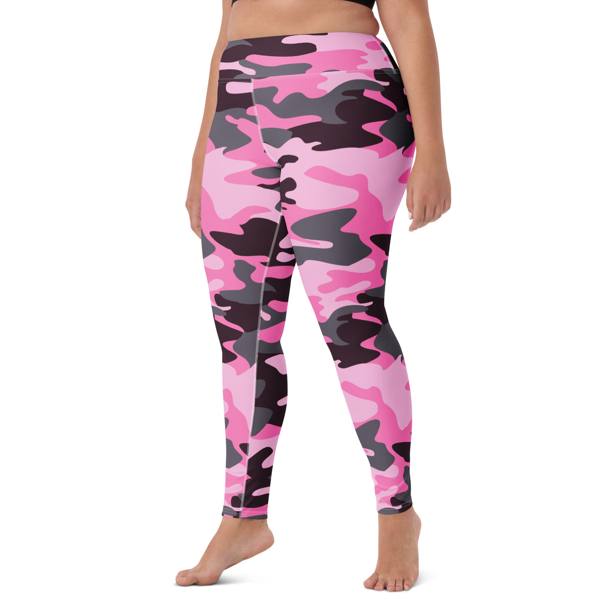 Women's Pink Camouflage Buttery Soft Yoga Leggings - Quick Drying, High Waisted Comfort