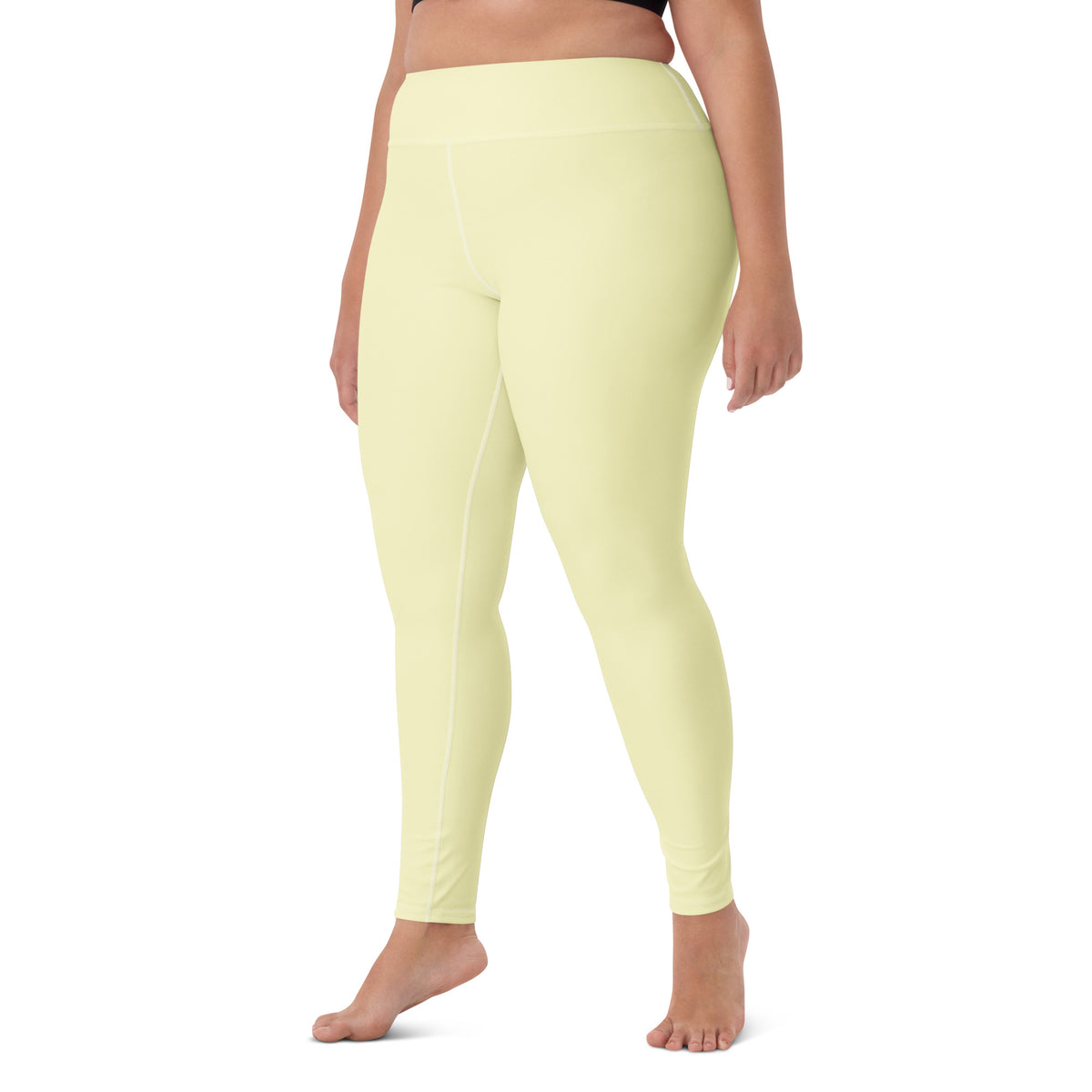 Women's Pastel Yellow Buttery Soft Yoga Leggings - Quick Drying, High Waisted Comfort