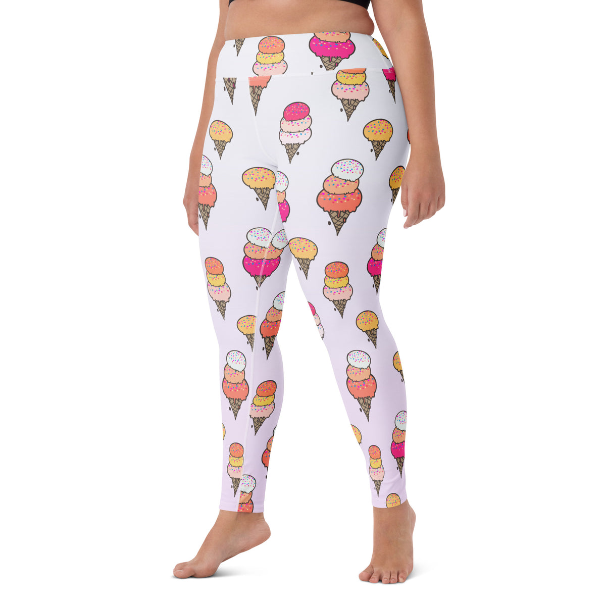 Women's Ice Cream Cone Buttery Soft Yoga Leggings - Quick Drying, High Waisted Comfort