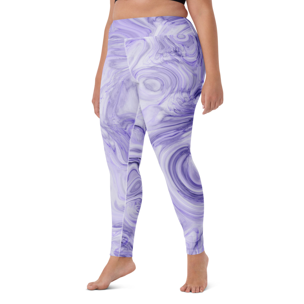 Women's Purple Marble Buttery Soft Yoga Leggings - Quick Drying, High Waisted Comfort