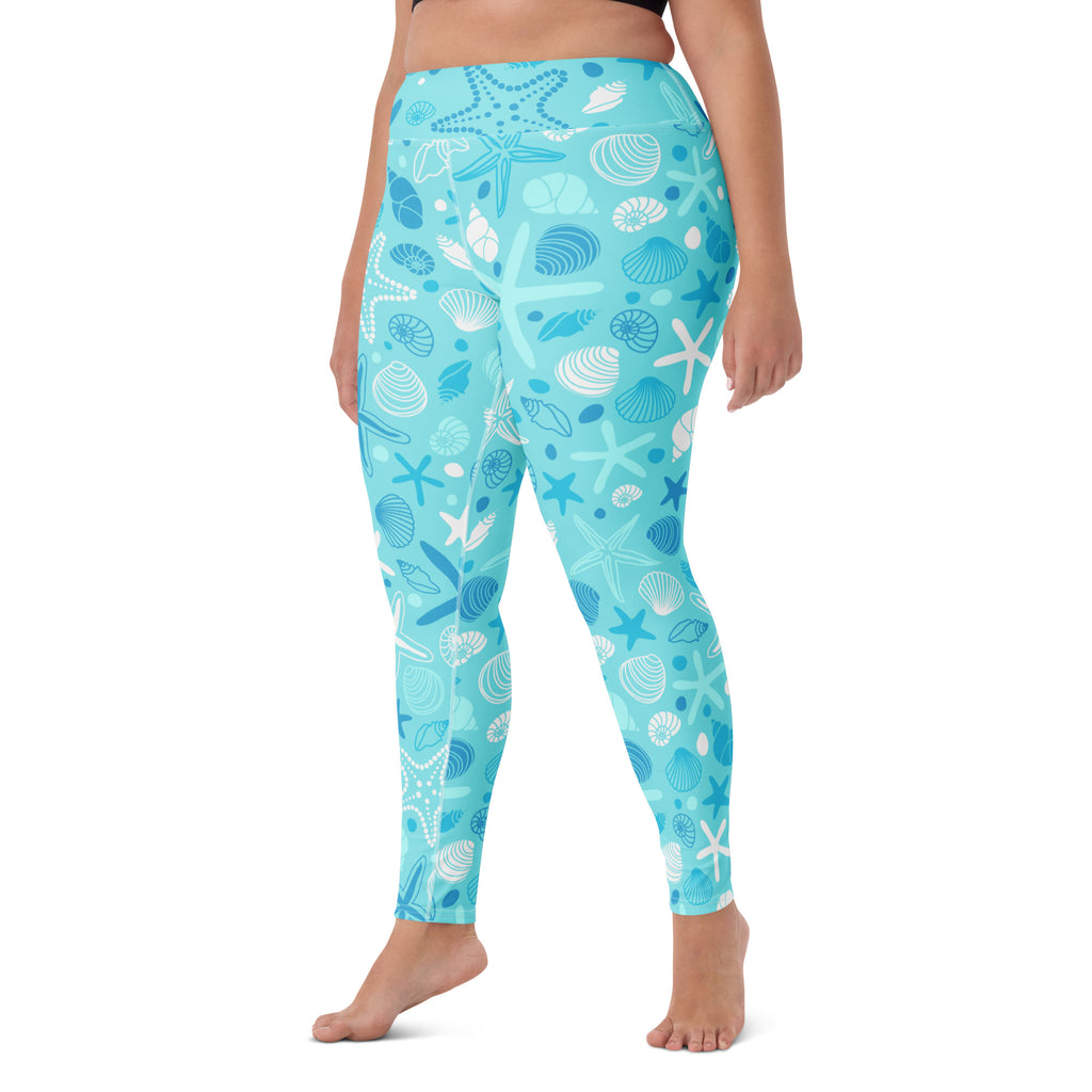 Women's Starfish & Shells Buttery Soft Yoga Leggings - Quick Drying, High Waisted Comfort