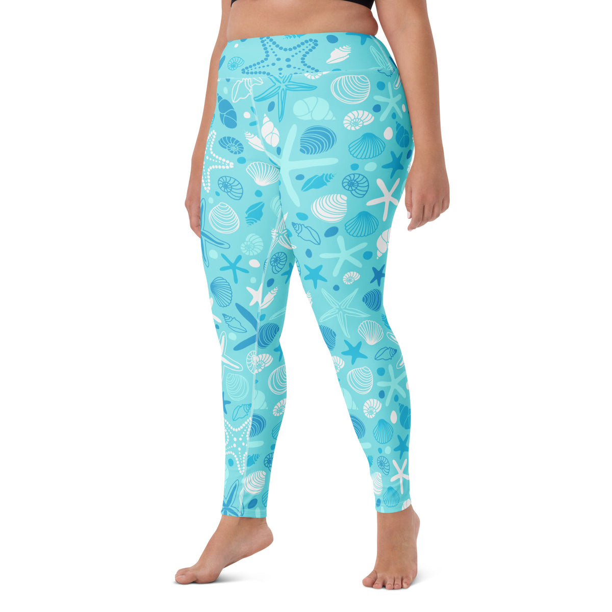 Women's Starfish & Shells Buttery Soft Yoga Leggings - Quick Drying, High Waisted Comfort