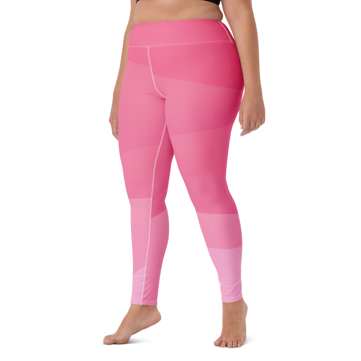 Women's Pink Ombre Waves Buttery Soft Yoga Leggings - Quick Drying, High Waisted Comfort