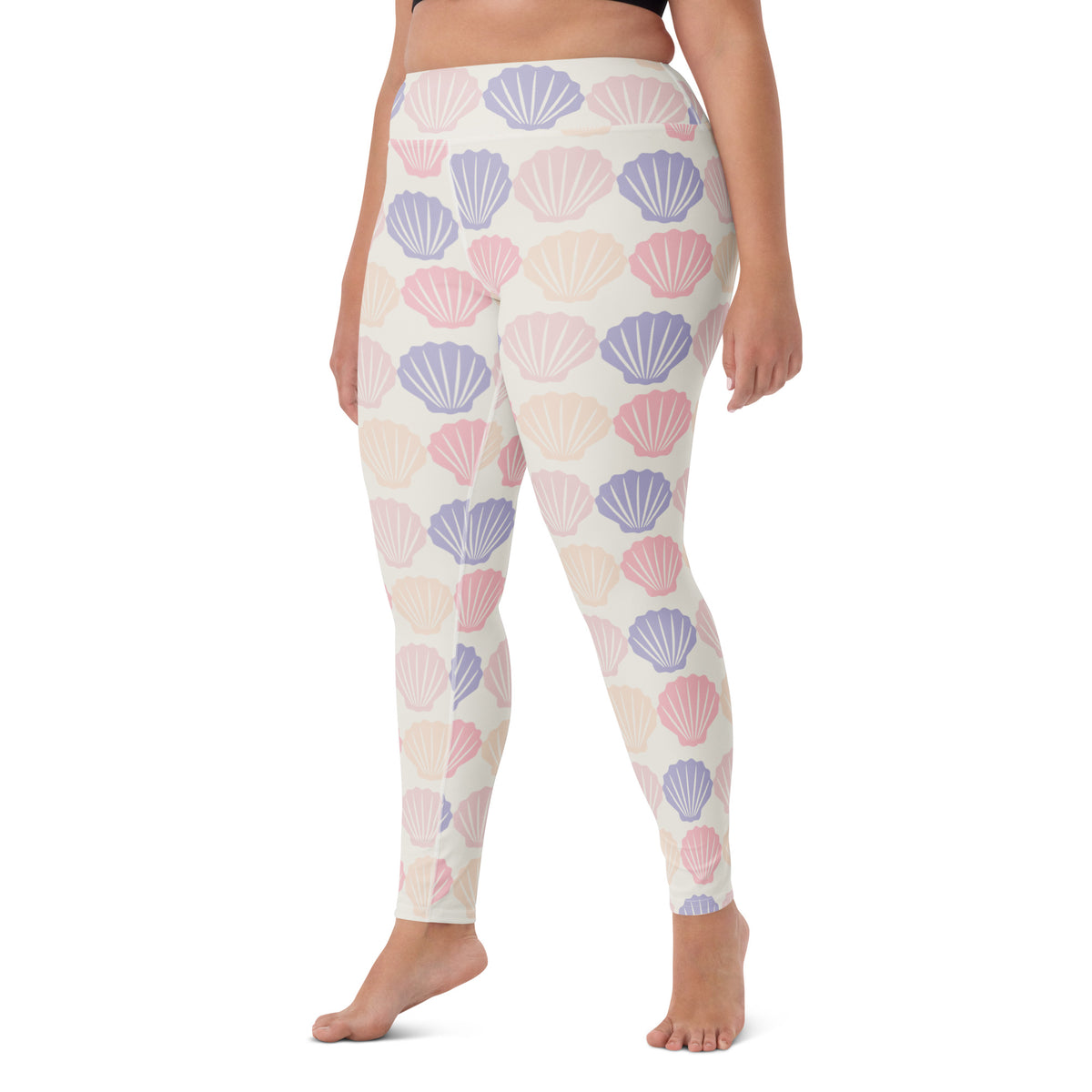 Women's Pastel Seashell Buttery Soft Yoga Leggings - Quick Drying, High Waisted Comfort