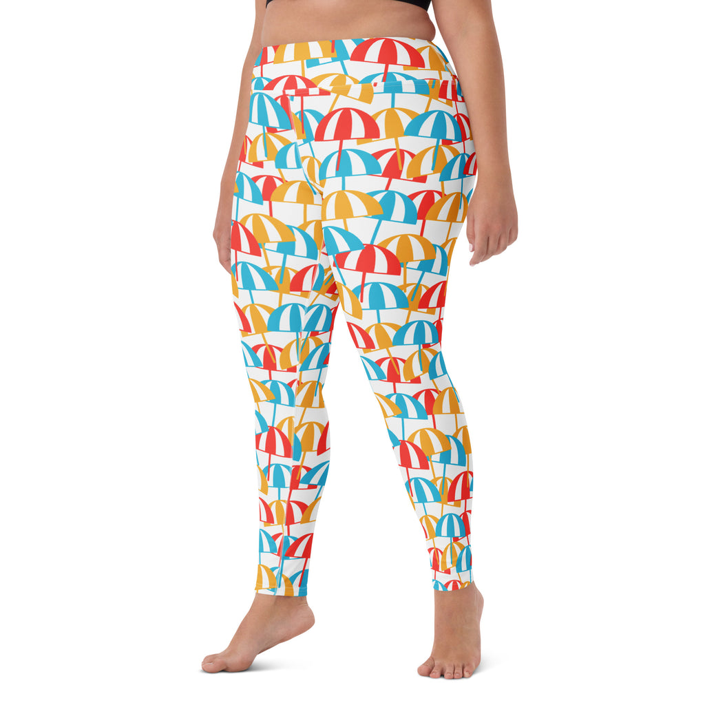 Women's Beach Umbrella Buttery Soft Yoga Leggings - Quick Drying, High Waisted Comfort