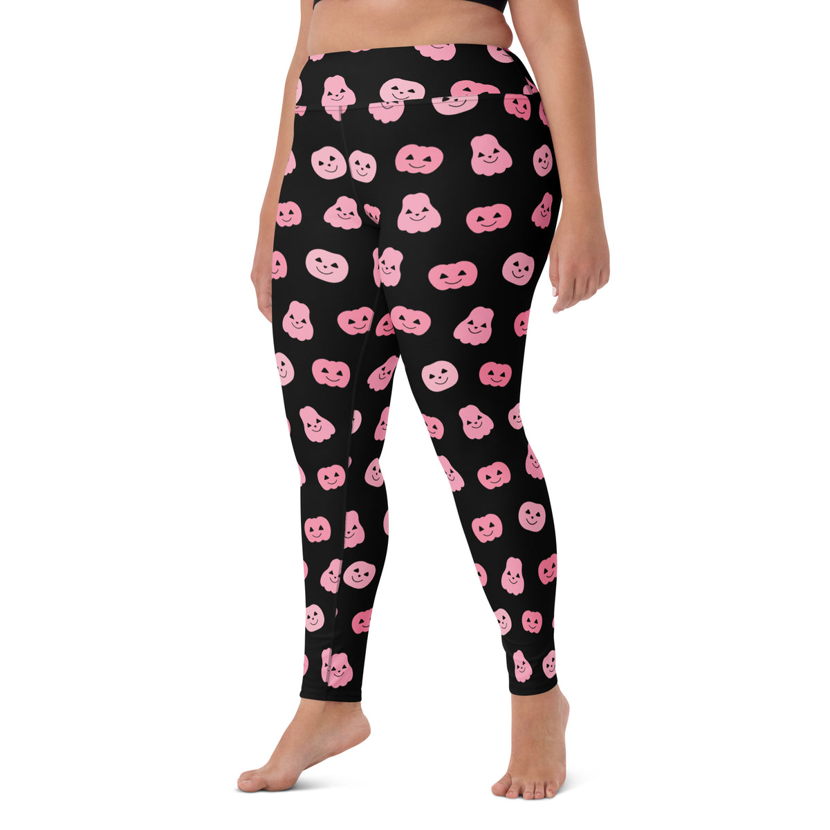 Women's Pink Pumpkin Halloween Buttery Soft Yoga Leggings - Quick Drying, High Waisted Comfort