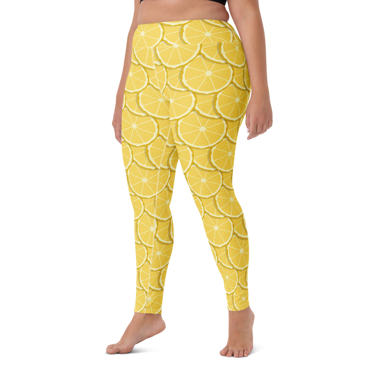 Women's Lemon Slice Buttery Soft Yoga Leggings - Quick Drying, High Waisted Comfort