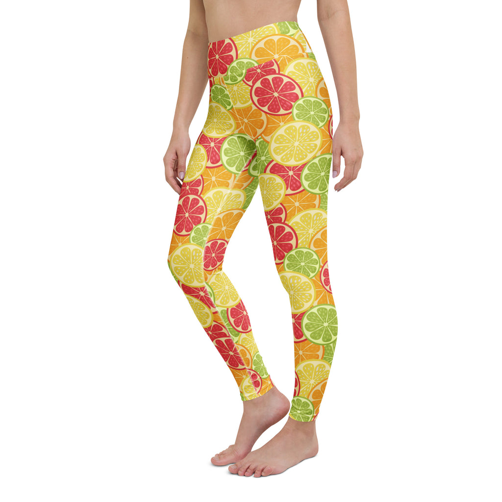 Women's Citrus Fruit Buttery Soft Yoga Leggings - Quick Drying, High Waisted Comfort