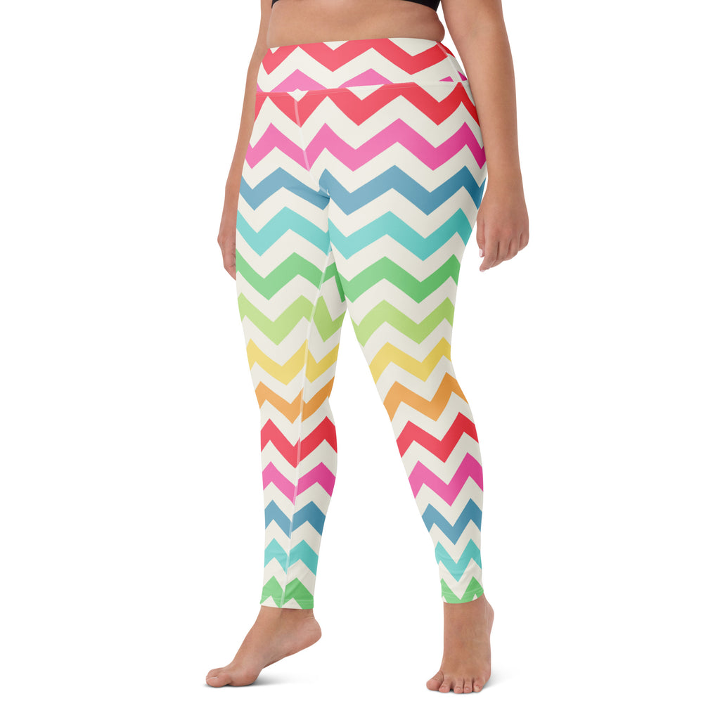 Women's Rainbow Chevron Buttery Soft Yoga Leggings - Quick Drying, High Waisted Comfort