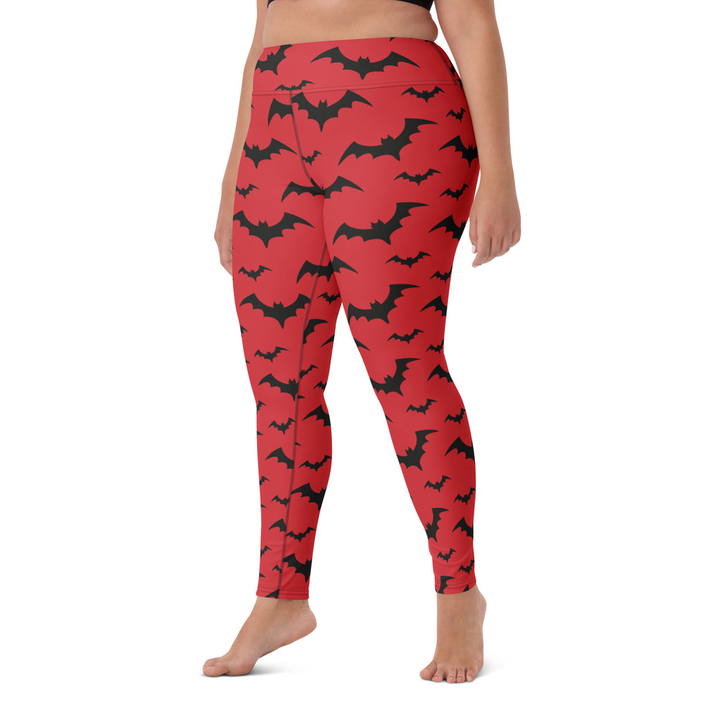 Women's Red Buttery Soft Yoga Leggings - Quick Drying, High Waisted Comfort