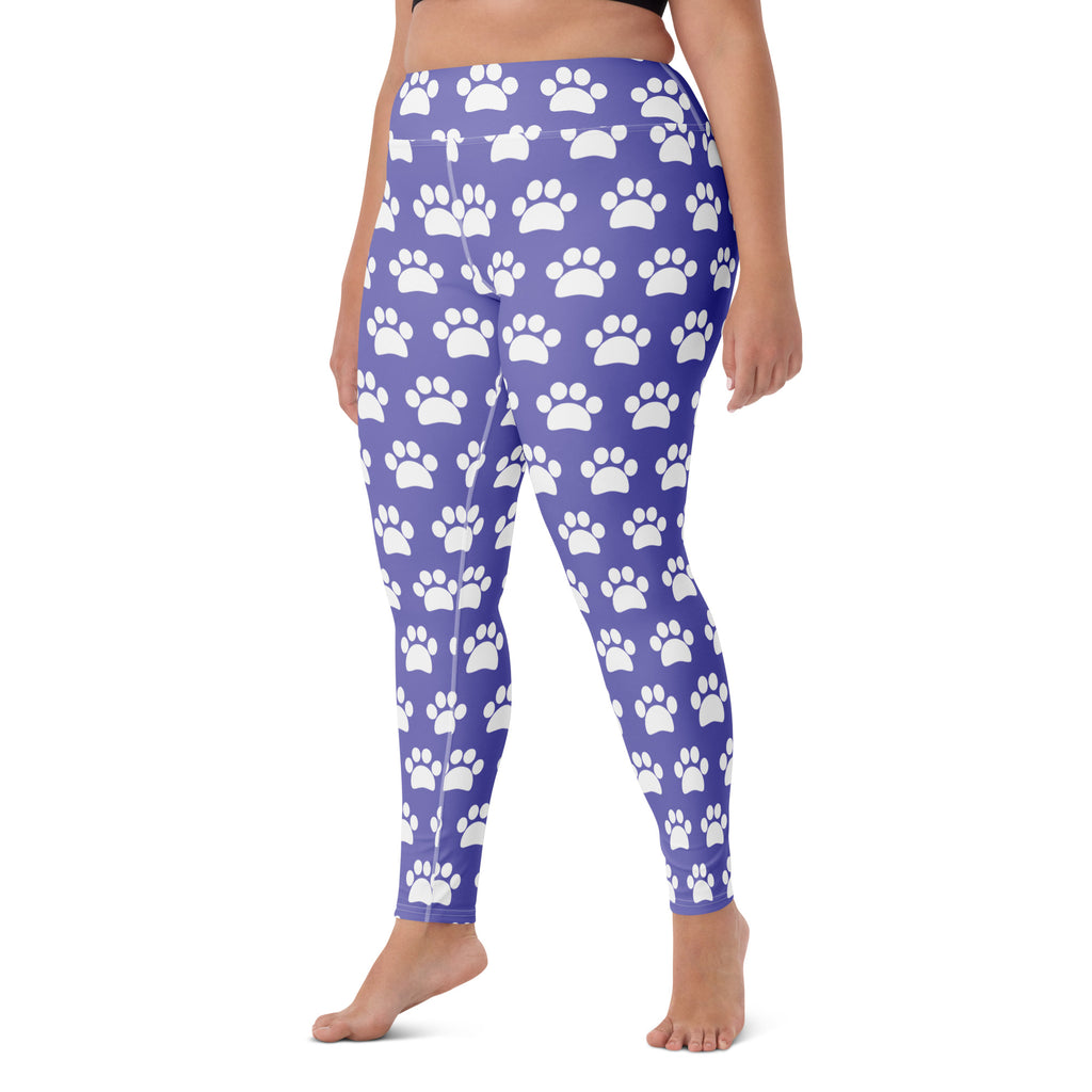Women's Purple Paw Print Buttery Soft Yoga Leggings - Quick Drying, High Waisted Comfort