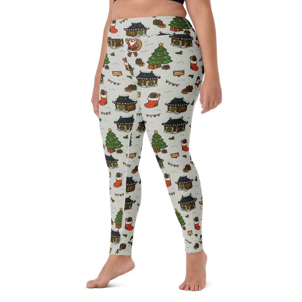 Women's Christmas Village Buttery Soft Yoga Leggings - Quick Drying, High Waisted Comfort