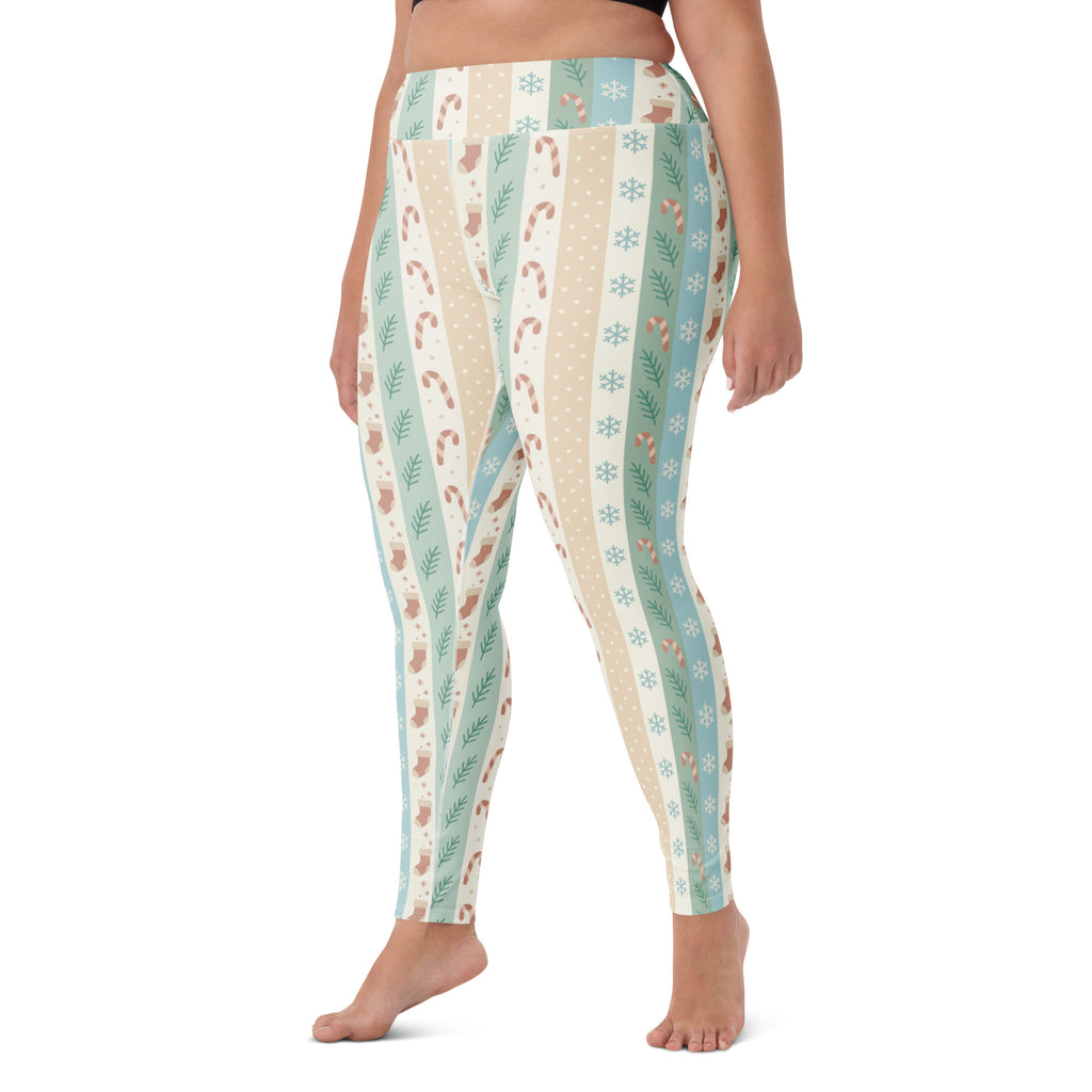 Women's Striped Christmas Buttery Soft Yoga Leggings - Quick Drying, High Waisted Comfort