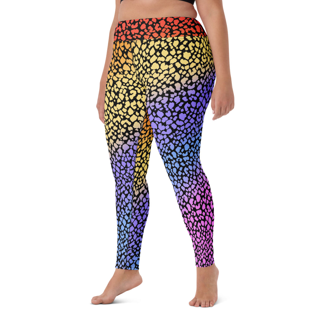 Women's Colorful Leopard Print Buttery Soft Yoga Leggings - Quick Drying, High Waisted Comfort