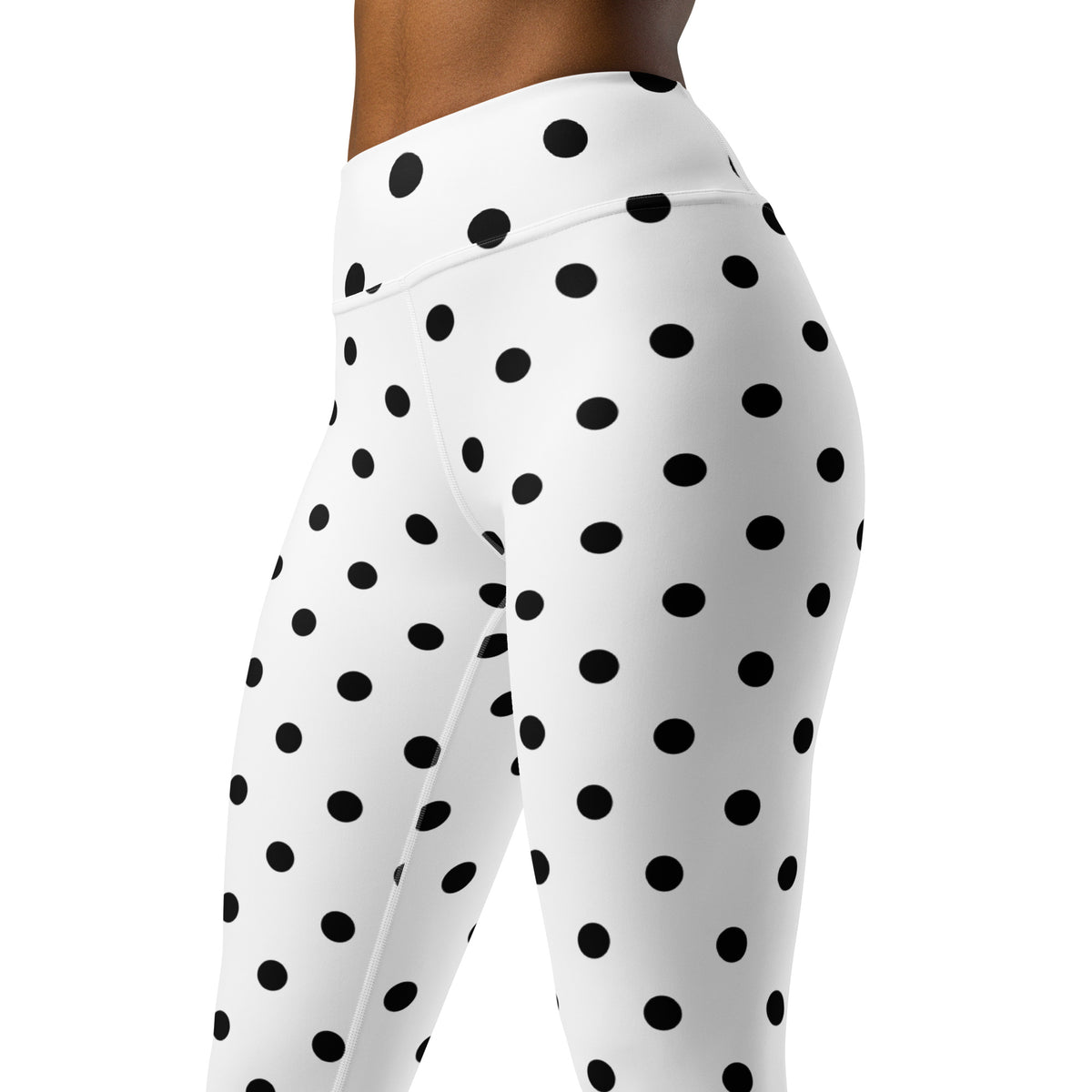 Women's White Polka Dot Buttery Soft Yoga Leggings - Quick Drying, High Waisted Comfort