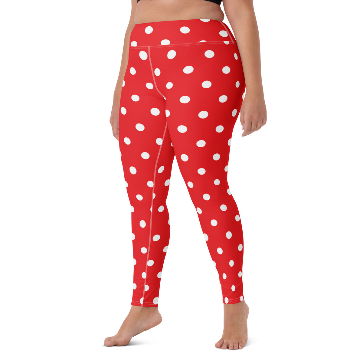 Women's Red Polka Dot Buttery Soft Yoga Leggings - Quick Drying, High Waisted Comfort