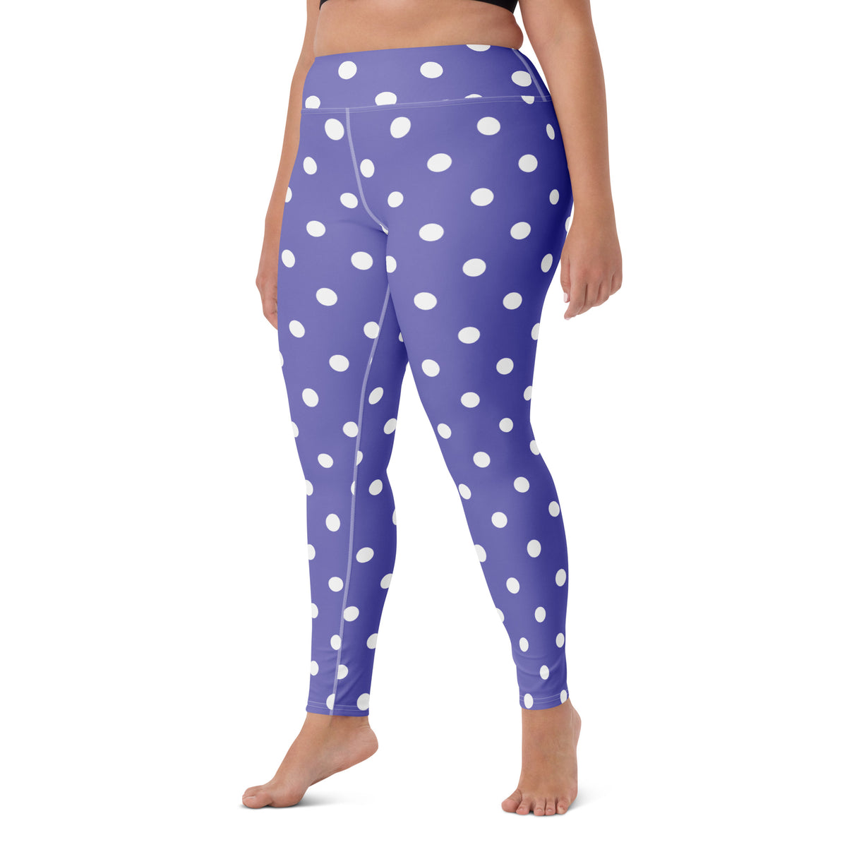 Women's Purple Polka Dot Buttery Soft Yoga Leggings - Quick Drying, High Waisted Comfort