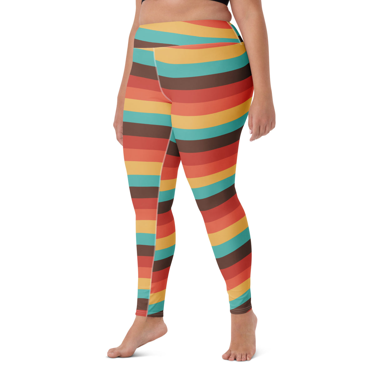 Women's Retro Rainbow Stripe Buttery Soft Yoga Leggings - Quick Drying, High Waisted Comfort