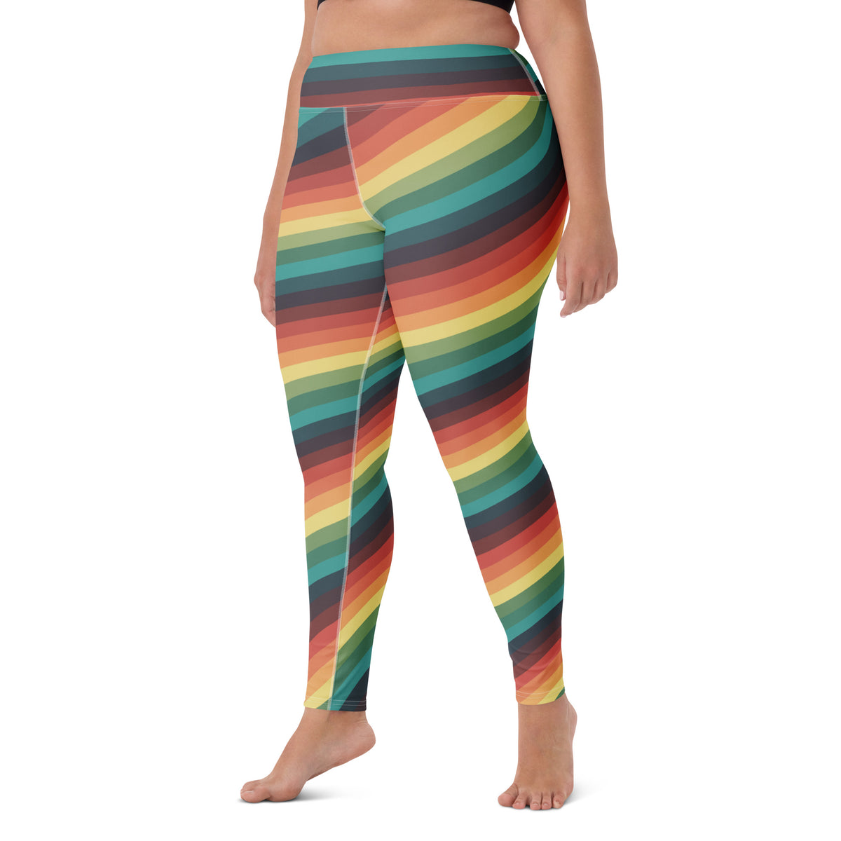 Women's Retro Striped Buttery Soft Yoga Leggings - Quick Drying, High Waisted Comfort