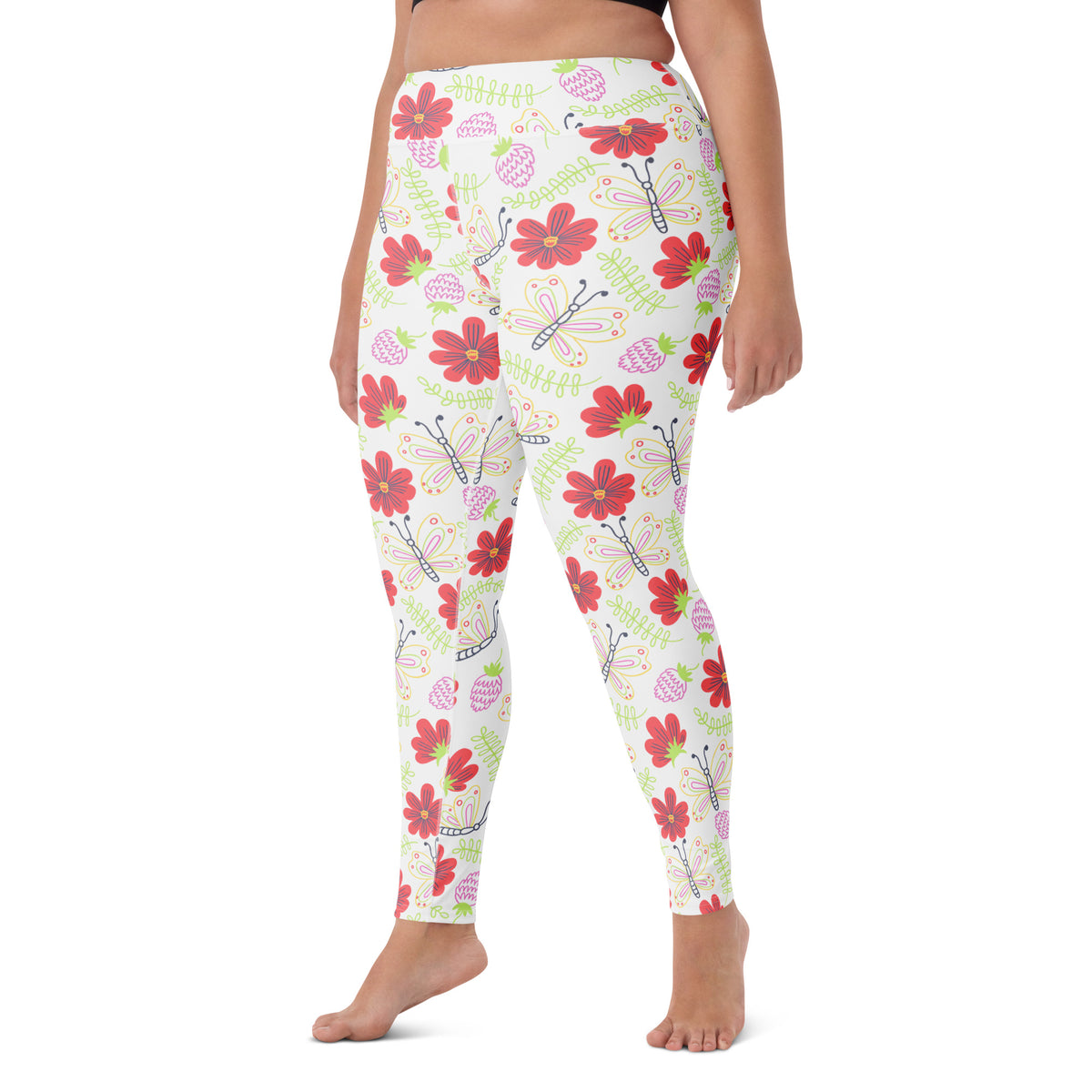 Women's Butterfly Floral Buttery Soft Yoga Leggings - Quick Drying, High Waisted Comfort