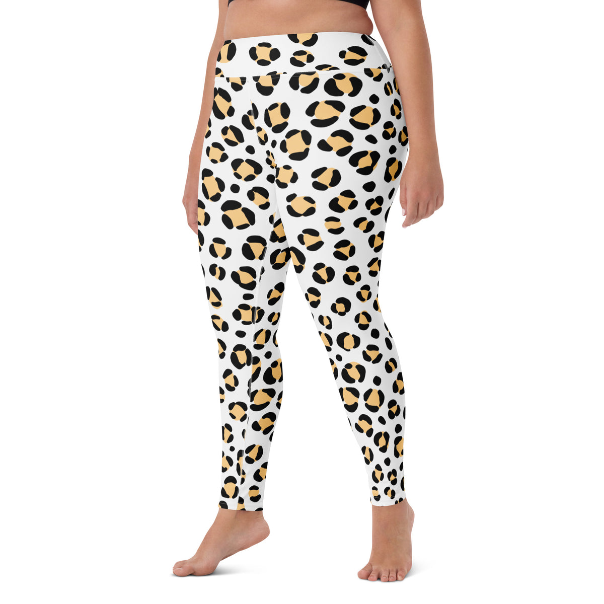 Women's Yellow Leopard Print Buttery Soft Yoga Leggings - Quick Drying, High Waisted Comfort