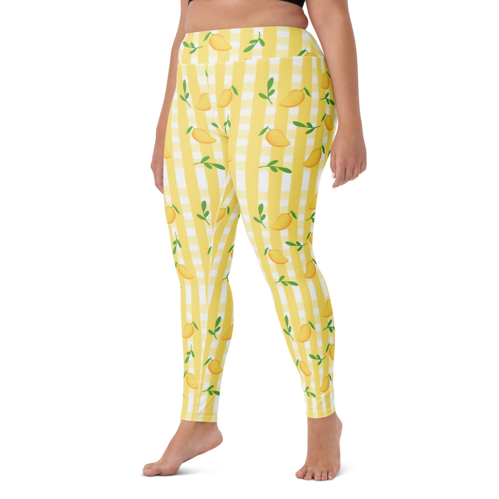 Women's Mango Gingham Buttery Soft Yoga Leggings - Quick Drying, High Waisted Comfort