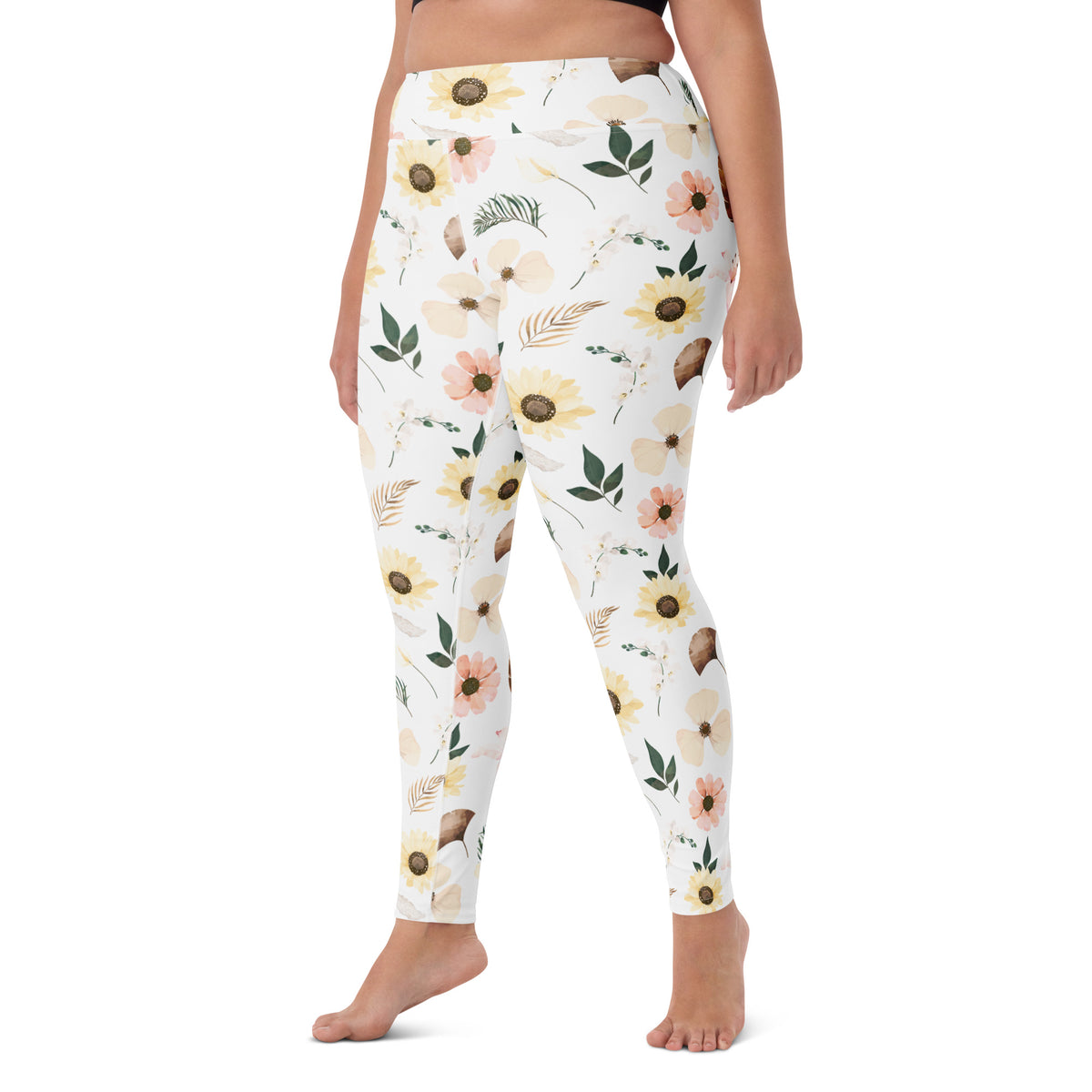 Women's Boho Sunflower Buttery Soft Yoga Leggings - Quick Drying, High Waisted Comfort