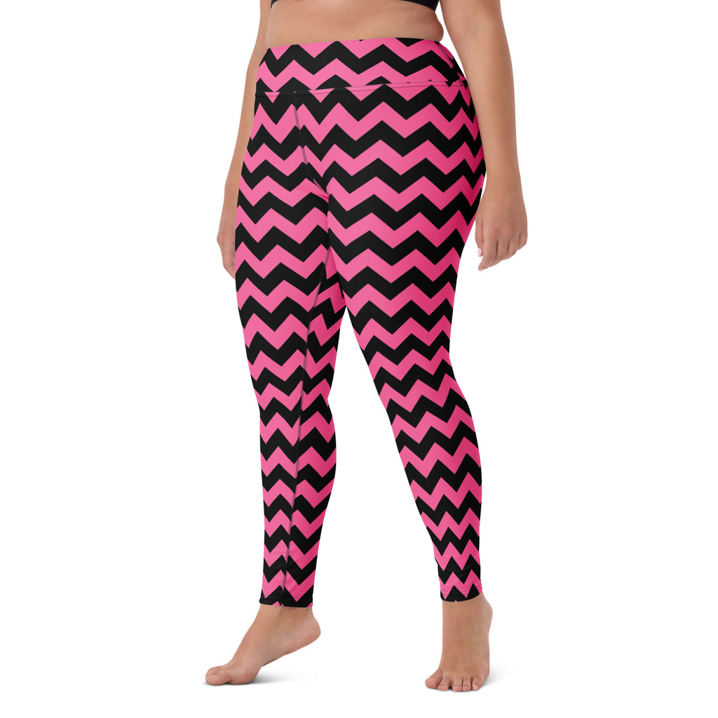 Women's Pink Chevron Halloween Buttery Soft Yoga Leggings - Quick Drying, High Waisted Comfort