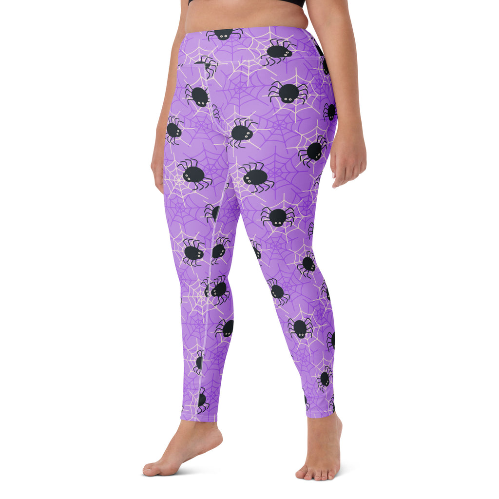 Women's Purple Spider Halloween Buttery Soft Yoga Leggings - Quick Drying, High Waisted Comfort