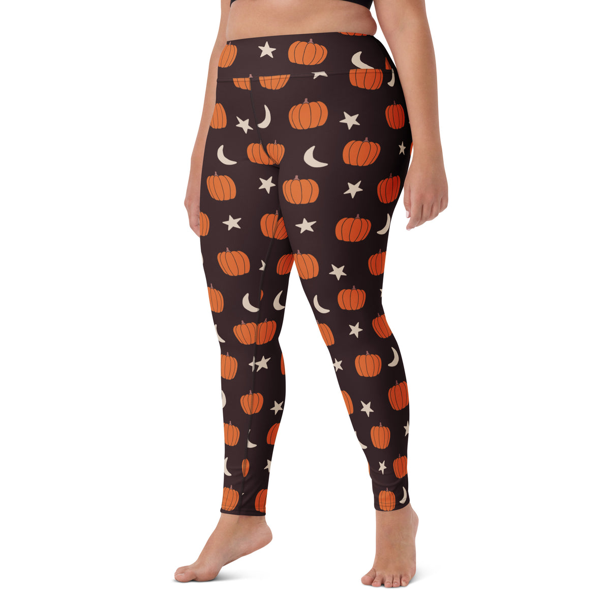 Women's Pumpkin Moon Halloween Buttery Soft Yoga Leggings - Quick Drying, High Waisted Comfort