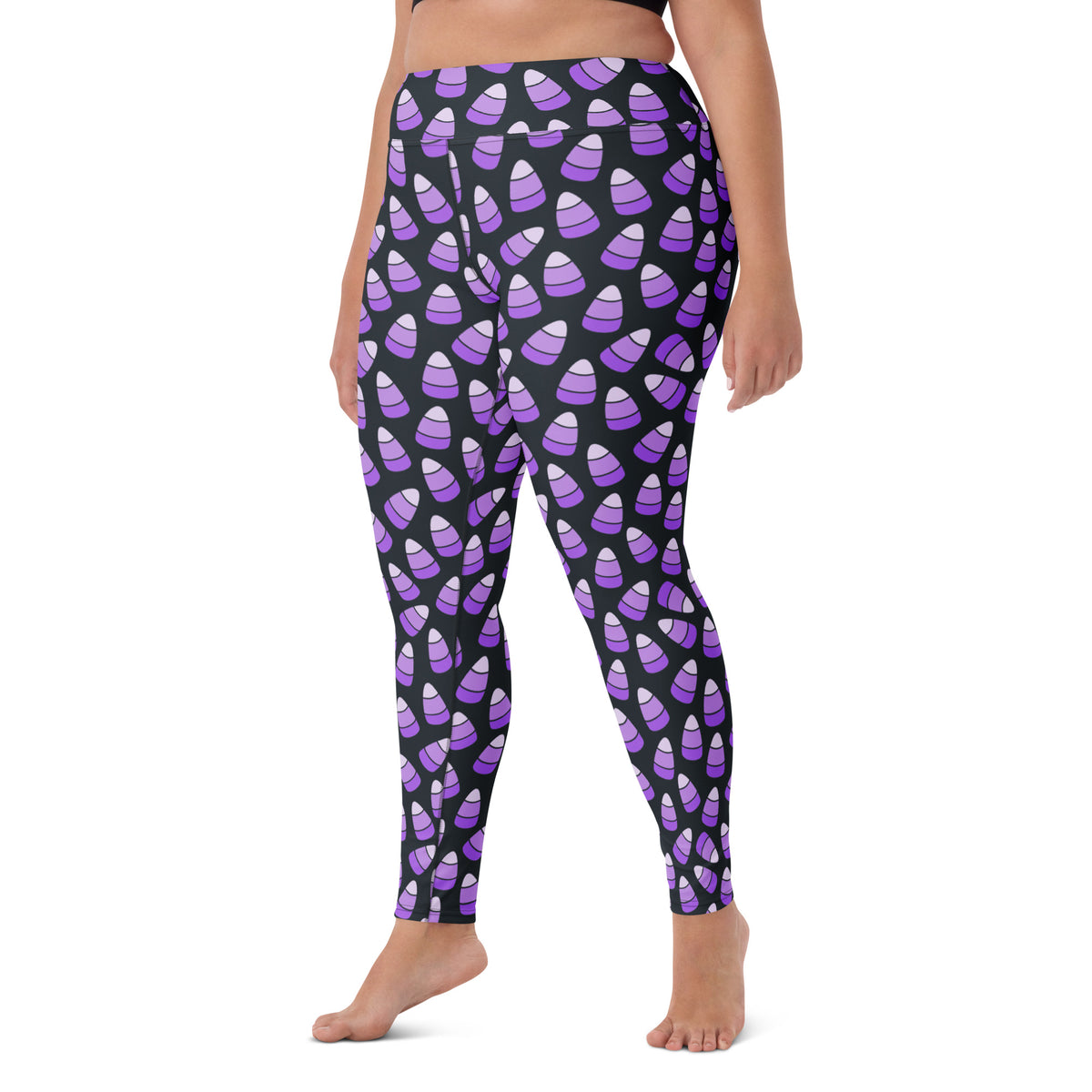 Women's Purple Candy Corn Halloween Buttery Soft Yoga Leggings - Quick Drying, High Waisted Comfort