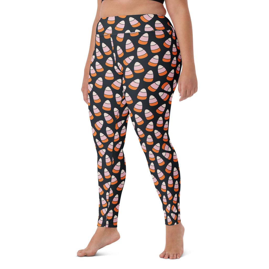 Women's Pink & Orange Candy Corn Buttery Soft Yoga Leggings - Quick Drying, High Waisted Comfort