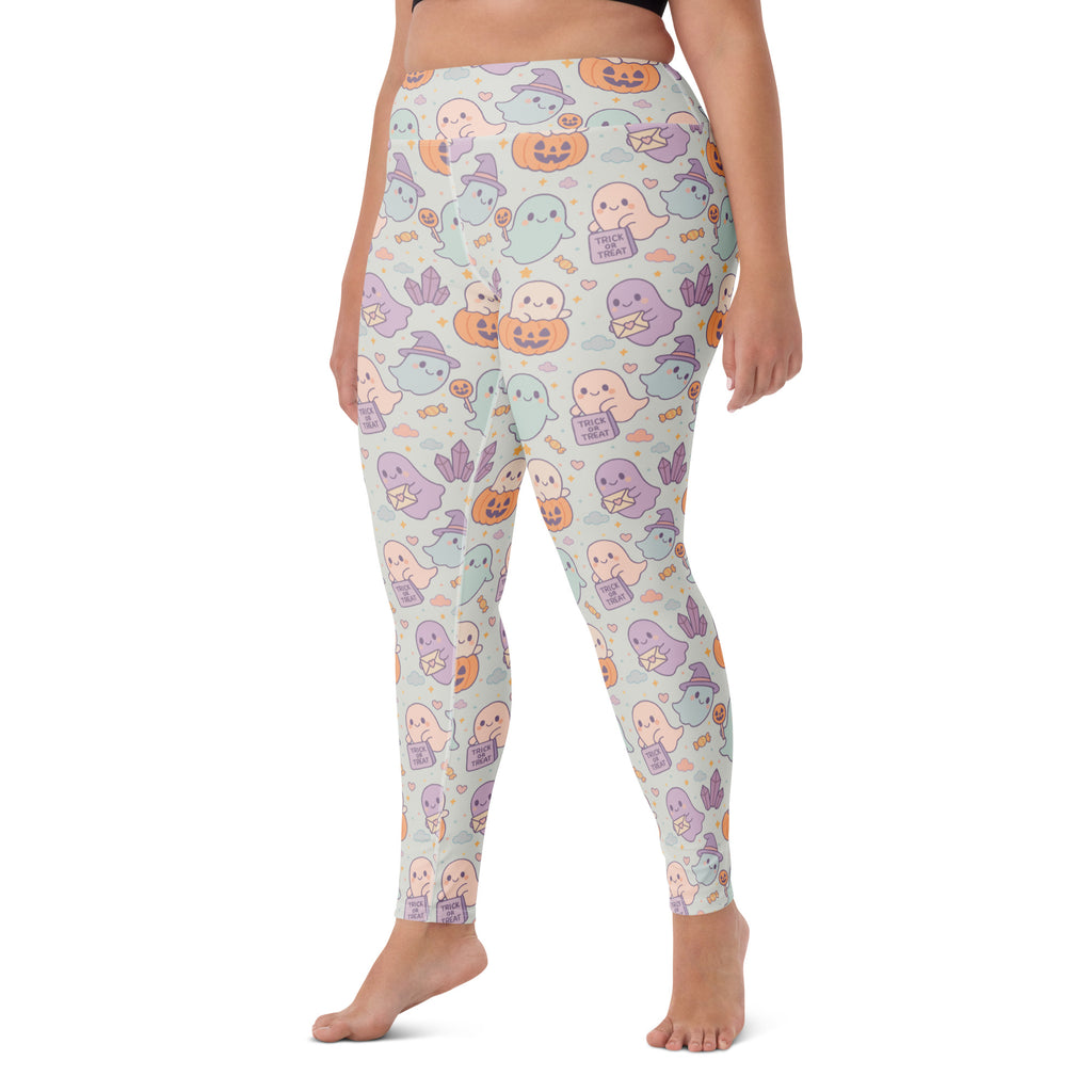 Women's Cute Ghost Halloween Buttery Soft Yoga Leggings - Quick Drying, High Waisted Comfort