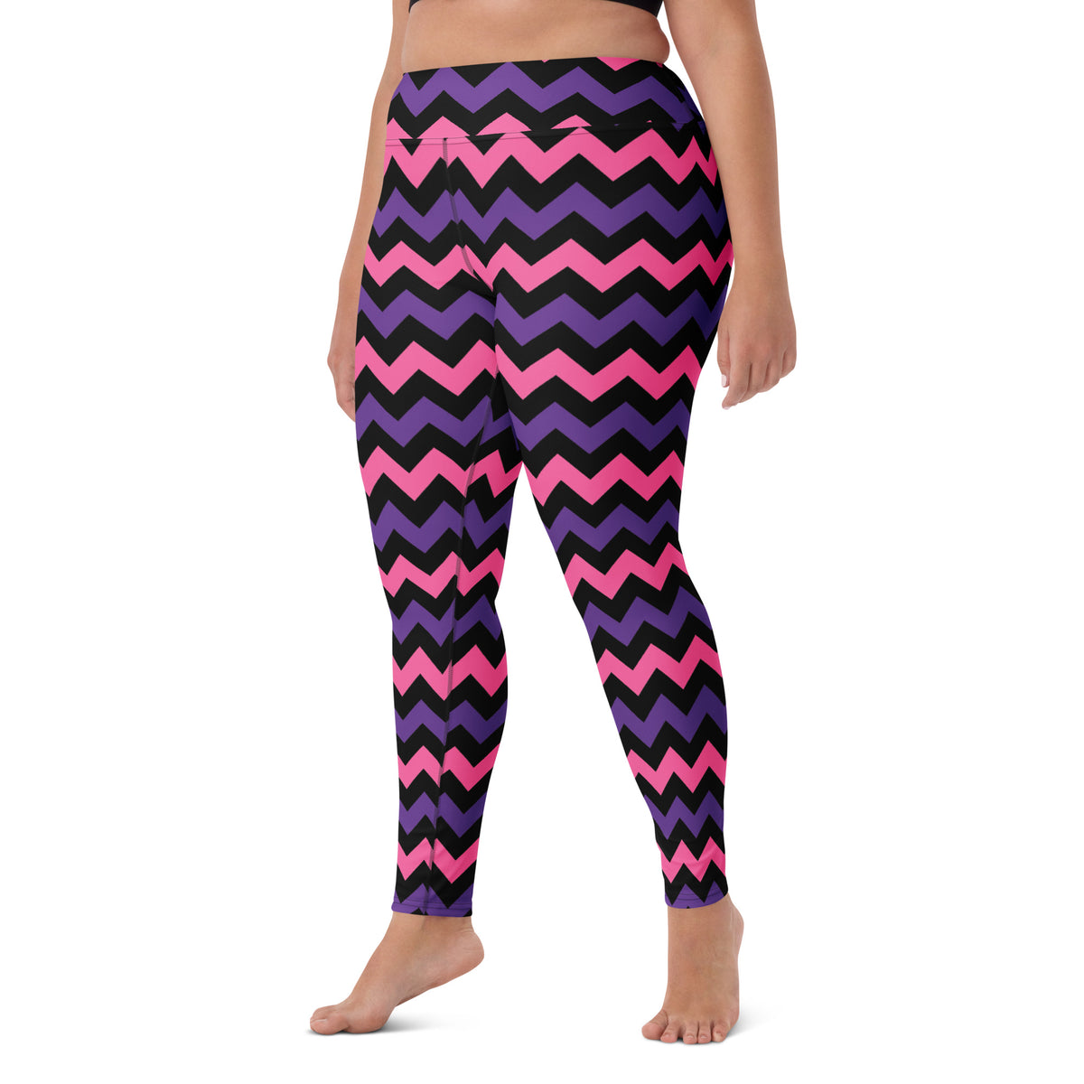 Women's Pink & Purple Chevron Halloween Buttery Soft Yoga Leggings - Quick Drying, High Waisted Comfort