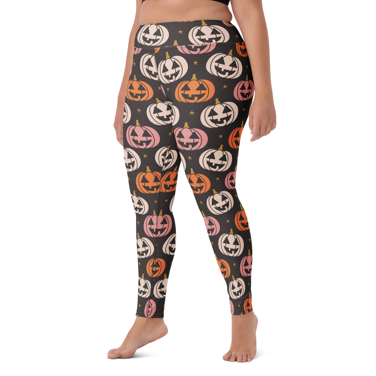 Women's Autumn Jack O’ Lantern Buttery Soft Yoga Leggings - Quick Drying, High Waisted Comfort