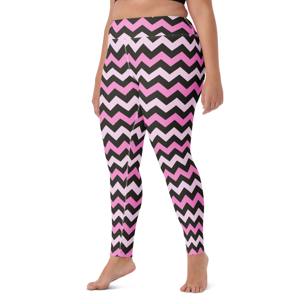 Women's Pink & Gray Chevron Halloween Buttery Soft Yoga Leggings - Quick Drying, High Waisted Comfort