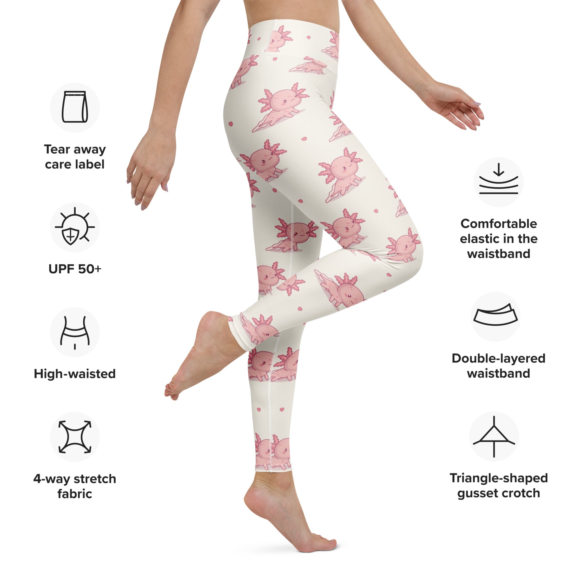 Women's Pink Axolotl Buttery Soft Yoga Leggings