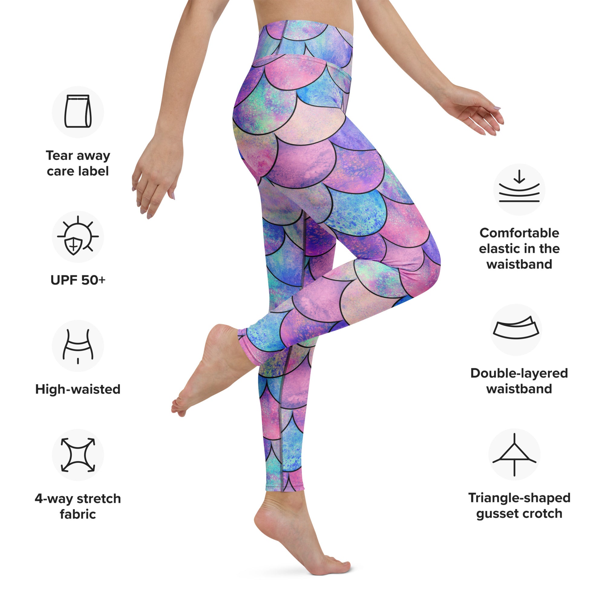 Women's Pastel Mermaid Scales Buttery Soft Yoga Leggings