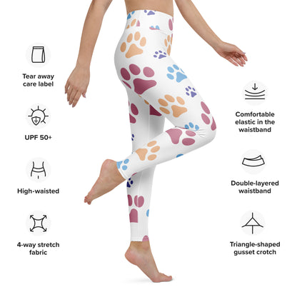 Women's Colorful Paw Print Buttery Soft Yoga Leggings